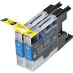 2 Pack Brother LC1280C Cyan Compatible Extra High-Yield Ink Cartridges