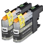 2 Pack Brother LC123 / LC121 Black Compatible High-Yield Ink Cartridges