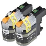 2 Pack Brother LC127BK Black Compatible Super High-Yield Ink Cartridges