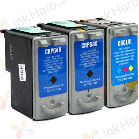 3 Pack Canon PG-40 & CL-41 Remanufactured Ink Cartridges