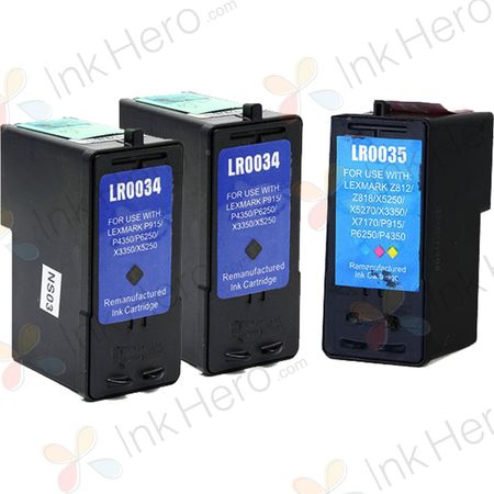 3 Pack Lexmark 34XL / Lexmark 35XL Remanufactured High Yield Ink Cartridges