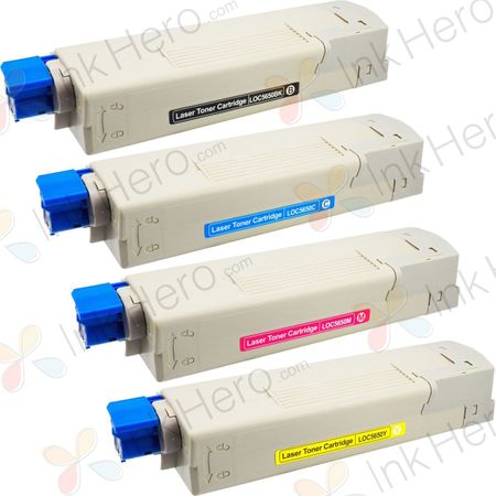 4 Pack OkiData C5650 / C5750 Compatible High-Yield Toner Cartridges