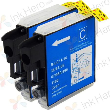 2 Pack Brother LC1100C Cyan Compatible Ink Cartridges