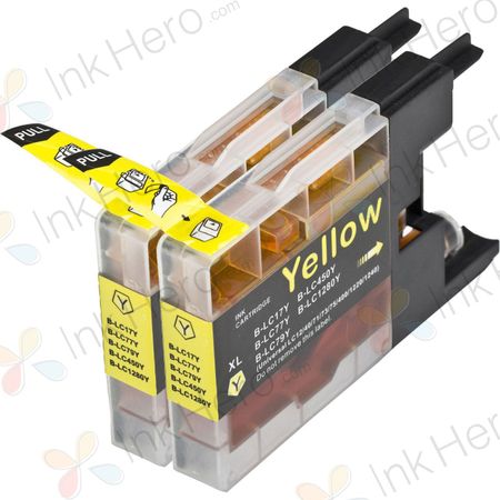 2 Pack Brother LC1280Y Yellow Compatible Extra High-Yield Ink Cartridges