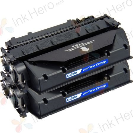 2 Pack HP 80X Black Compatible High Yield Toner Cartridge (CF280X)