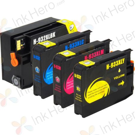 4 Pack HP 932XL & 933XL High-Yield Compatible Ink Cartridges