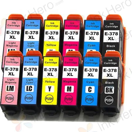 12 Pack Epson 378XL High Yield Compatible Ink Cartridges