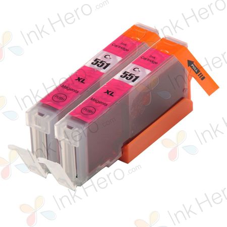 2 Pack Canon CLI-551XL Magenta Compatible High-Yield Ink Cartridges