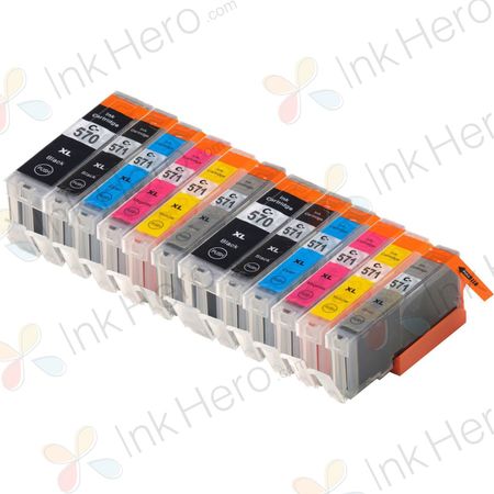 12 Pack Canon PGI-570XL & CLI-571XL Compatible High-Yield Ink Cartridges