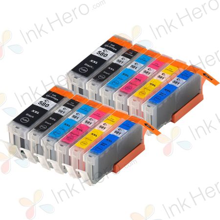 12 Pack Canon PGI-580XXL & CLI-581XXL Compatible Super High-Yield Ink Cartridges