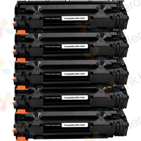 5 Pack HP 36A Black Compatible Toner Cartridge (CB436A)