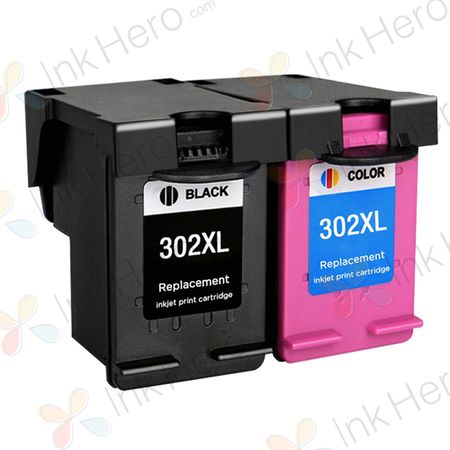 2 Pack HP 302 XL High Yield Remanufactured Ink Cartridges