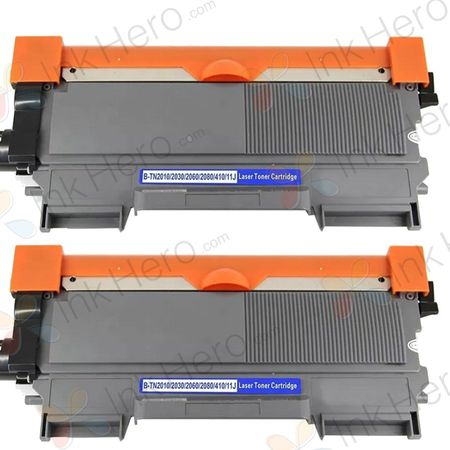 2 Pack Brother TN2010 Black Compatible Toner Cartridges