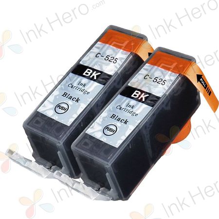 2 Pack Canon PGI-525BK Compatible Pigment Black Ink Cartridges