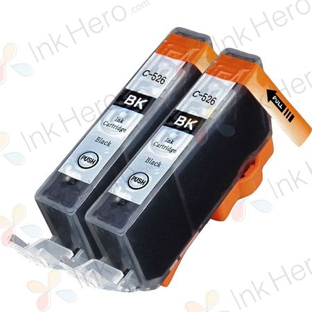 2 Pack Canon CLI-526BK Black Compatible Ink Cartridges