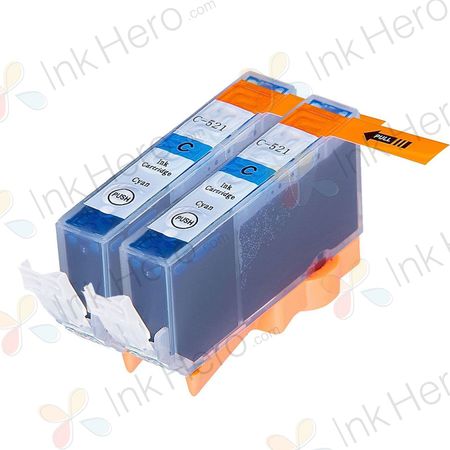 2 Pack Canon CLI-521C Cyan Compatible Ink Cartridges