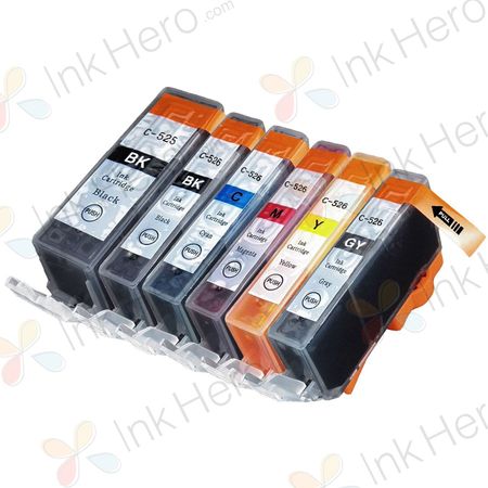 6 Pack Canon PGI-525 & CLI-526 Compatible Ink Cartridges