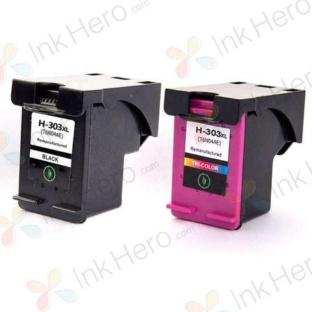 2 Pack HP 303 XL High Yield Remanufactured Ink Cartridges