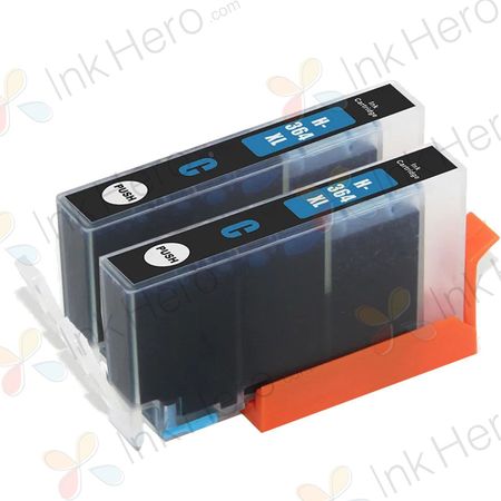 2 Pack HP 364XL Cyan High-Yield Compatible Ink Cartridges (CB323EE)