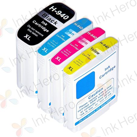 4 Pack HP 940XL High-Yield Remanufactured Ink Cartridges