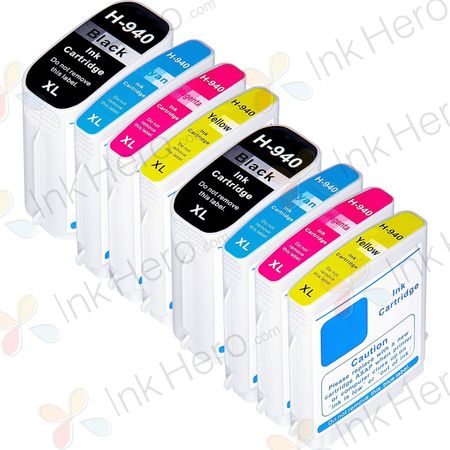 8 Pack HP 940XL High-Yield Remanufactured Ink Cartridges