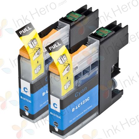 2 Pack Brother LC123 / LC121 Cyan Compatible High-Yield Ink Cartridges