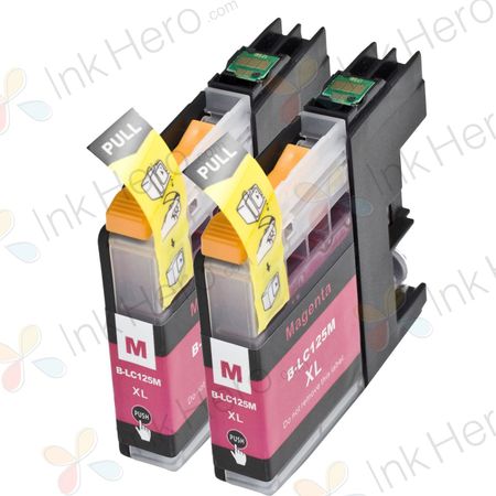 2 Pack Brother LC125M Magenta Compatible Super High-Yield Ink Cartridges