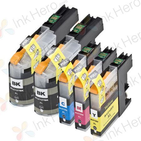 5 Pack Brother LC127 & LC125 Compatible Super High-Yield Ink Cartridges