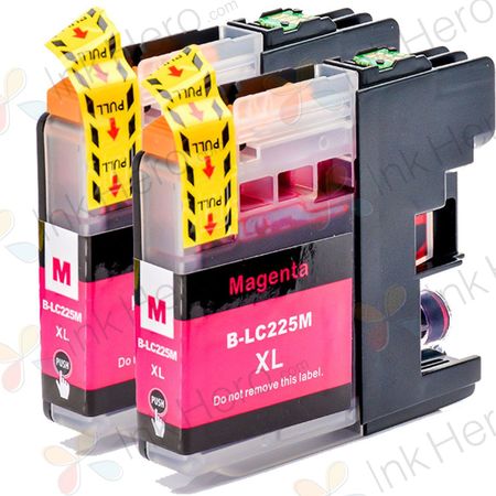 2 Pack Brother LC225M Magenta Compatible Super High-Yield Ink Cartridges