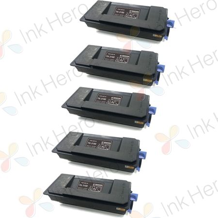 5 Pack Kyocera TK-3150 Black Compatible Toner Cartridges