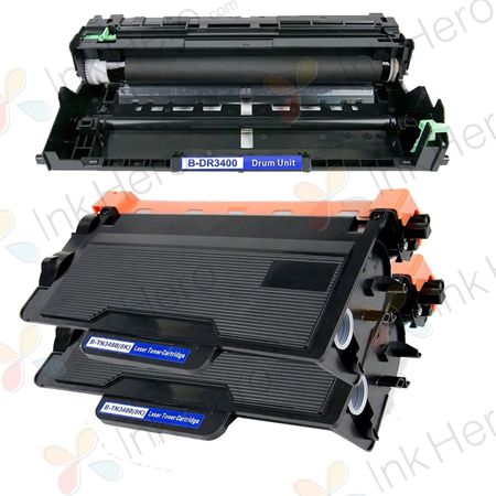 3 Pack Brother TN3480 & DR3400 Compatible High-Yield Toner & Drum Cartridges